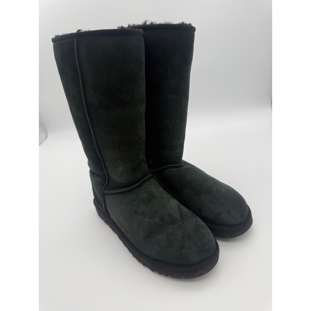 UGG Classic Tall II Black Suede Sheepskin Boots 1016224 Womens 7
